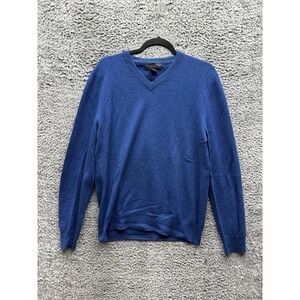 The Men's Store Bloomingdale's Cashmere V-Neck Pullover Sweater Blue Mens Size L